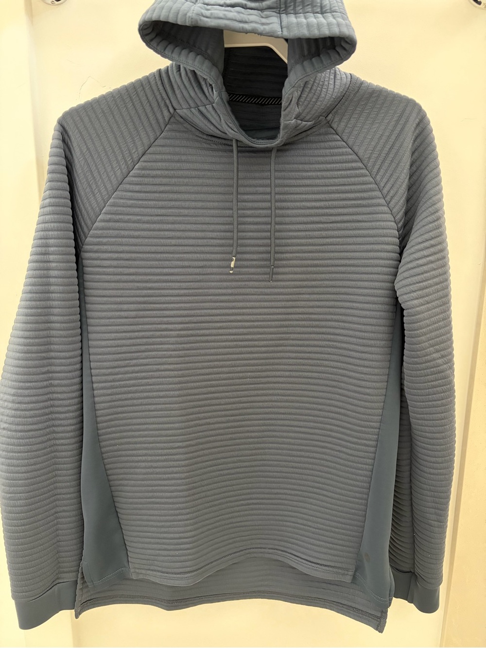 Apana Men's Lightweight Hooded Ribbed Pullover Sweater - Blue Gray.